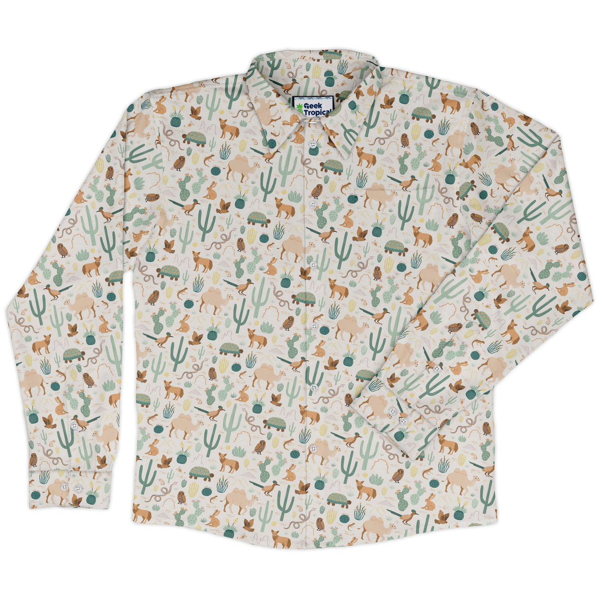 Desert Biodiversity Long Sleeve Button Up Shirt front