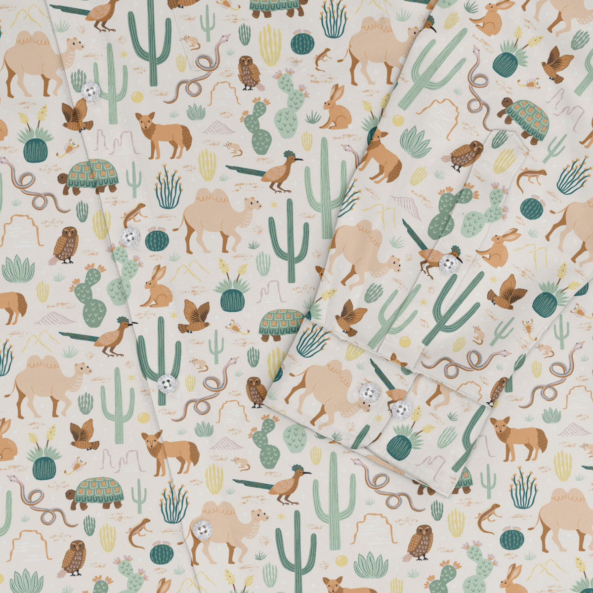 Desert Biodiversity Long Sleeve Button Up Shirt sleeve close