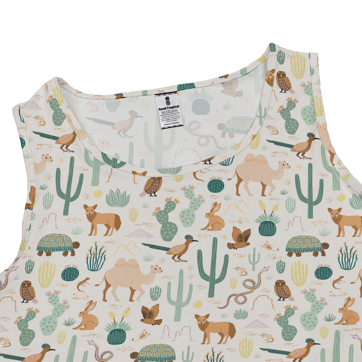 Desert Biodiversity Sleeveless Dress close front