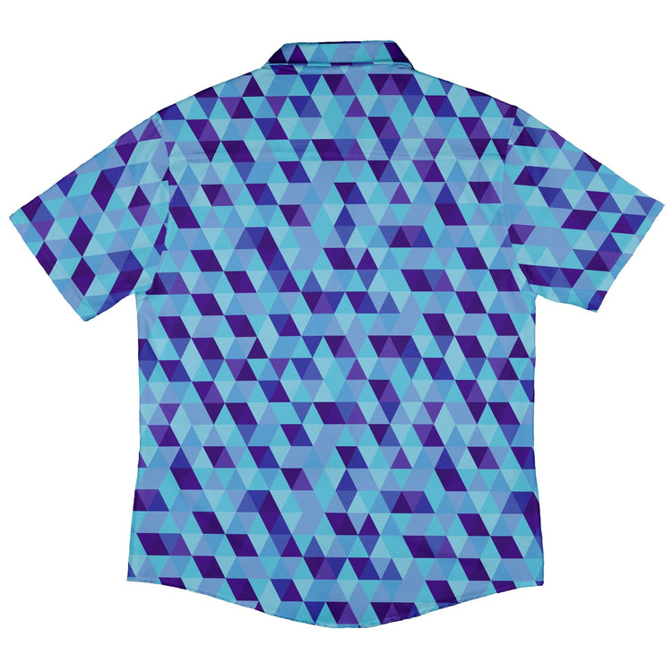 Deviant Polygons Button Up Shirt - adult sizing - Design by Claire Murphy - video game arcade print