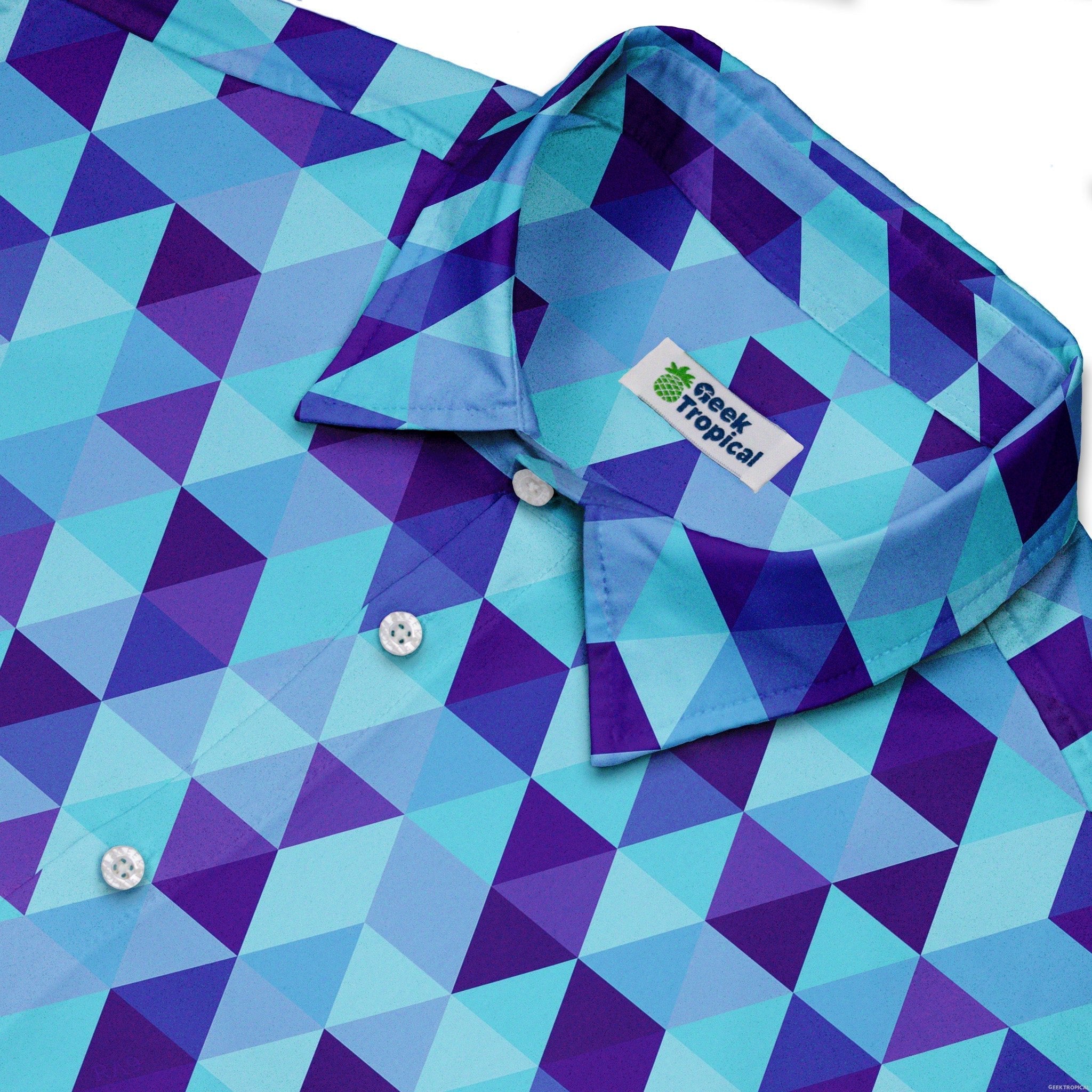 Deviant Polygons Button Up Shirt - adult sizing - Design by Claire Murphy - video game arcade print