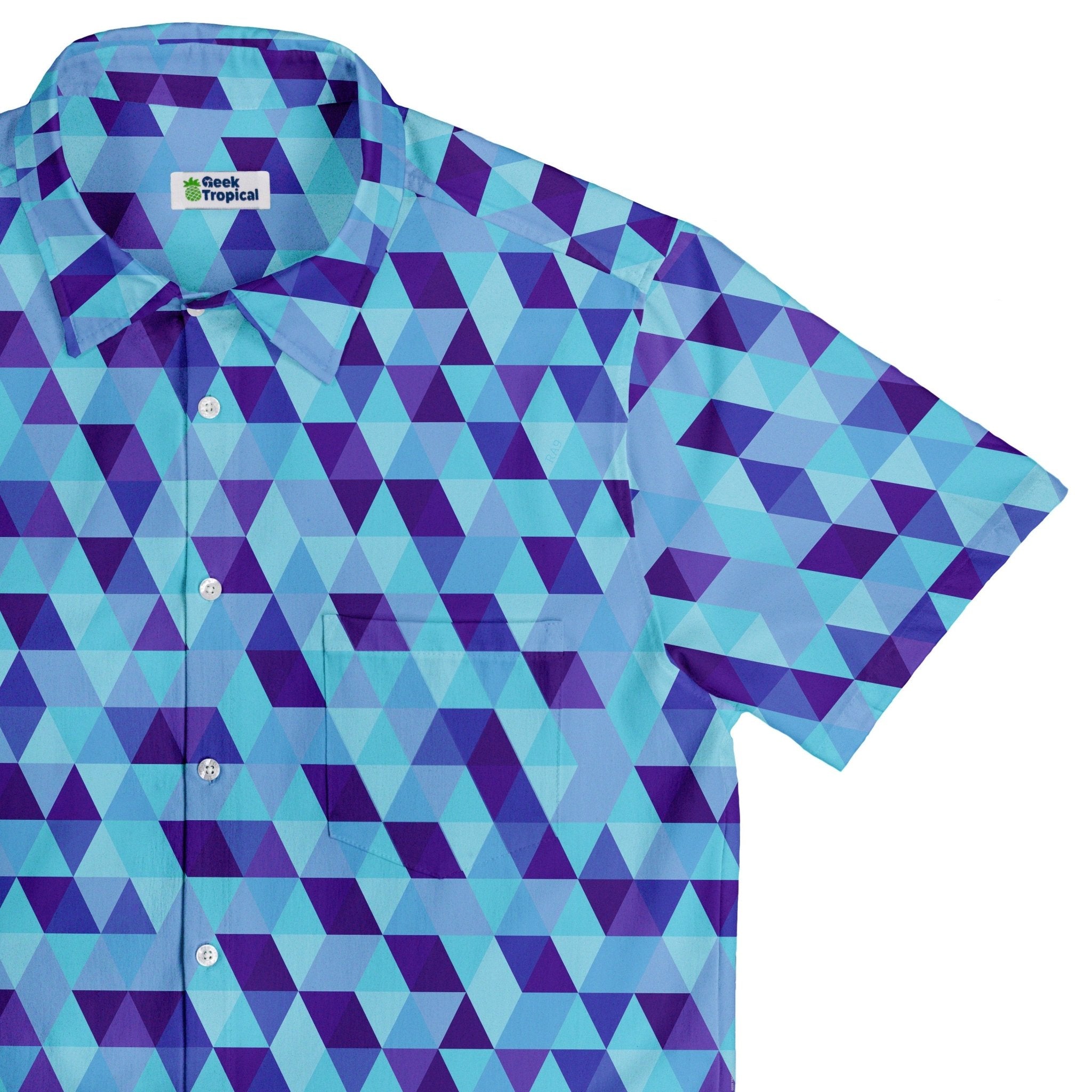 Deviant Polygons Button Up Shirt - adult sizing - Design by Claire Murphy - video game arcade print