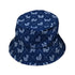 Diamond Lattice Cats Blue Bucket Hat Black Stitching