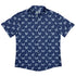 Diamond Lattice Cats Blue Button Up Shirt Flat Front