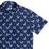 Diamond Lattice Cats Blue Button Up Shirt Top Corner