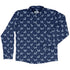 Diamond Lattice Cats Blue Long Sleeve Button Up Shirt front