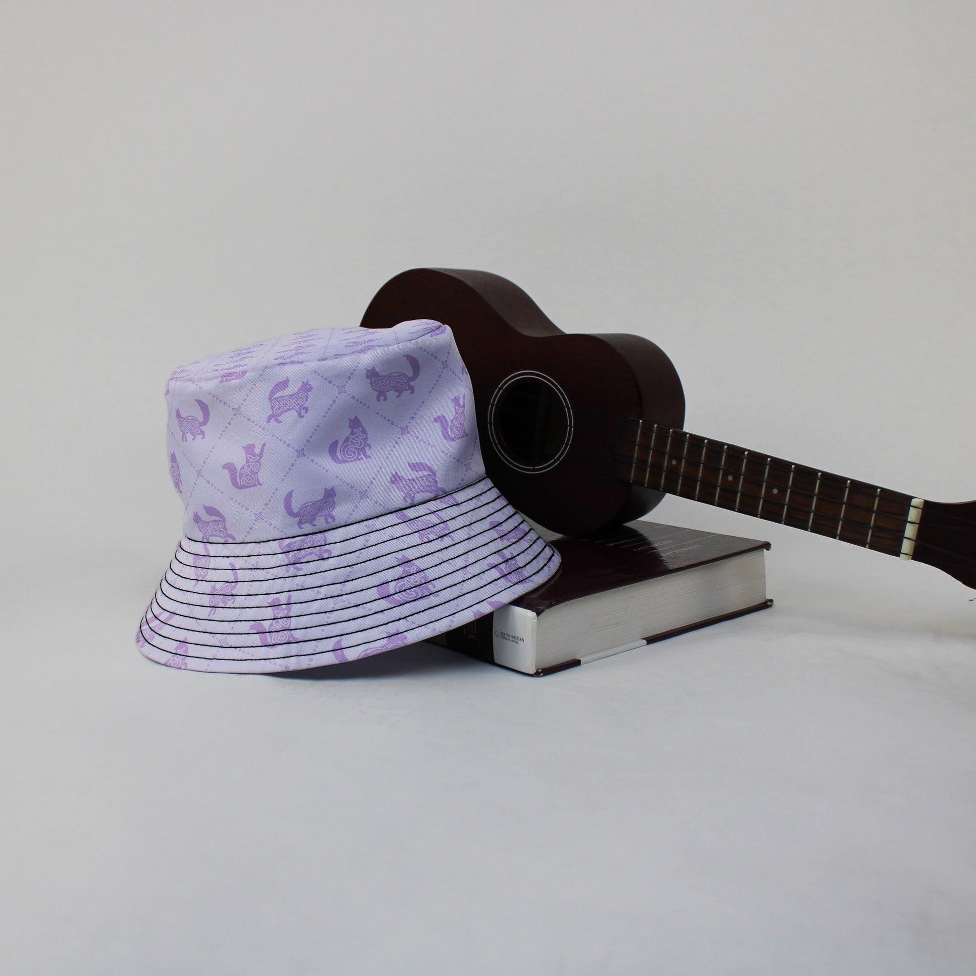 Diamond Lattice Cats Lilac Bucket Hat Lifestyle