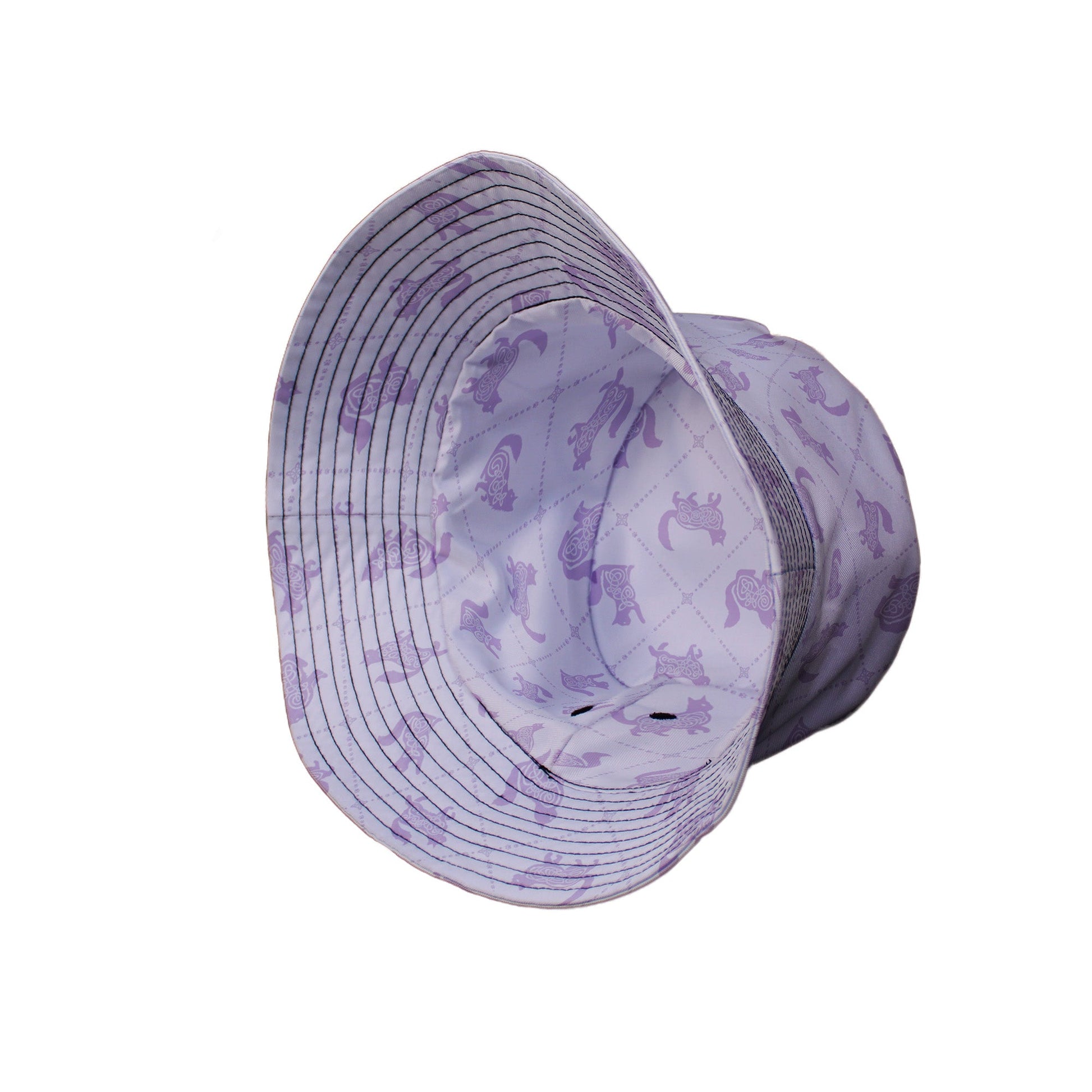 Diamond Lattice Cats Lilac Bucket Hat Side View