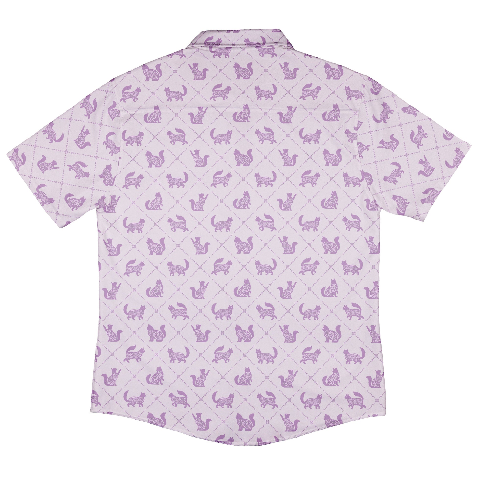 Diamond Lattice Cats Lilac Button Up Shirt Back
