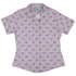 Diamond Lattice Cats Lilac Curvy Button Up Shirt womens front