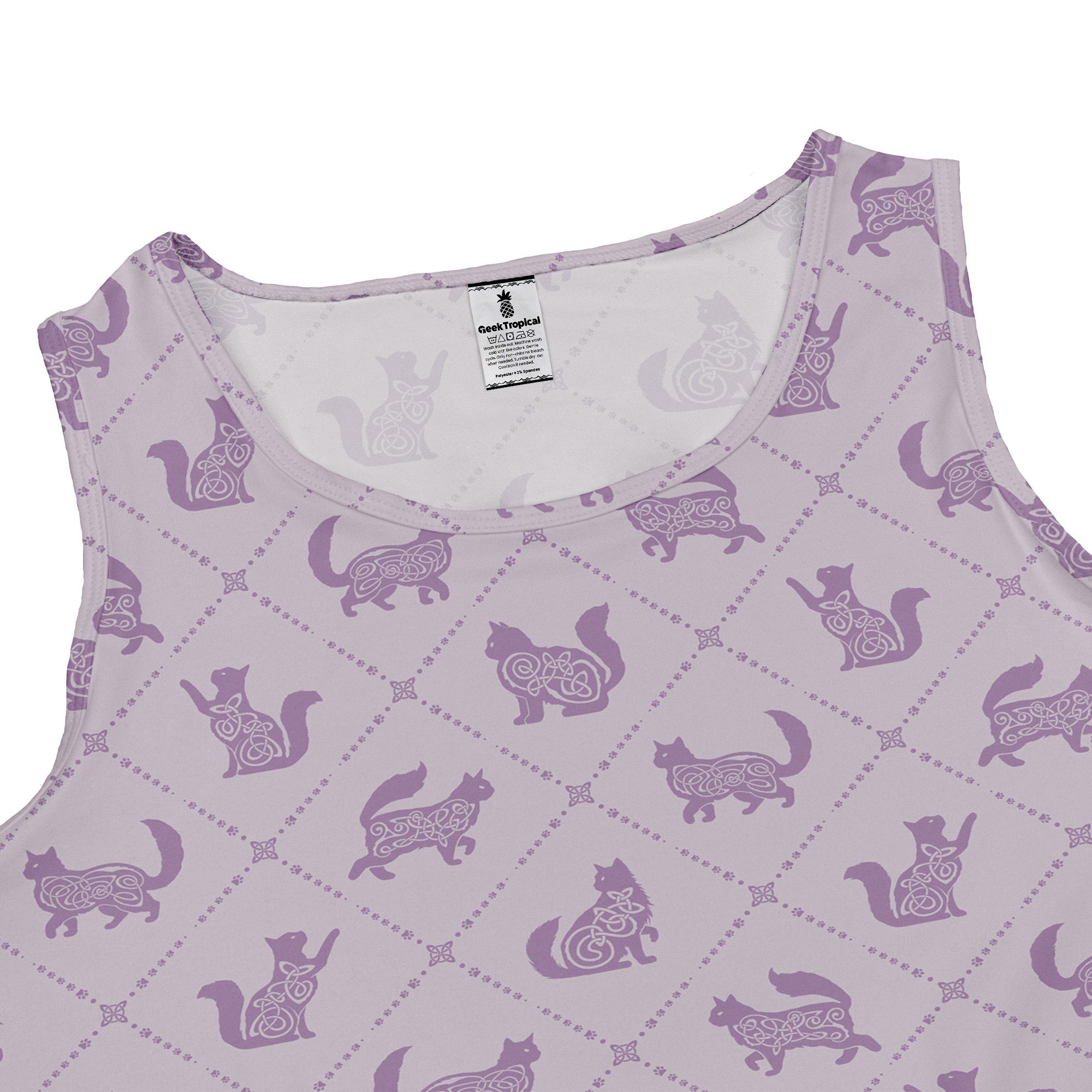 Diamond Lattice Cats Lilac Sleeveless Dress 2