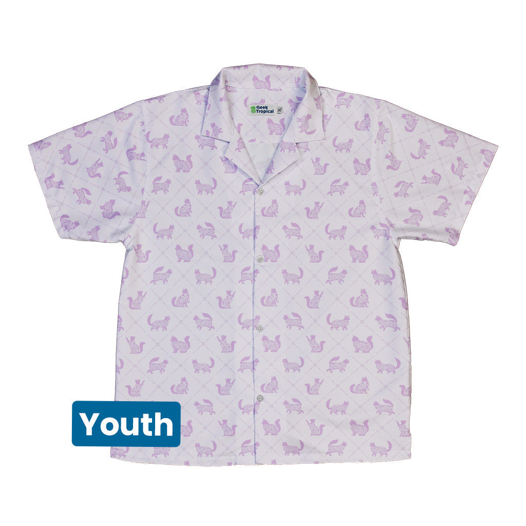 Diamond Lattice Cats Lilac Youth Hawaiian Shirt Front