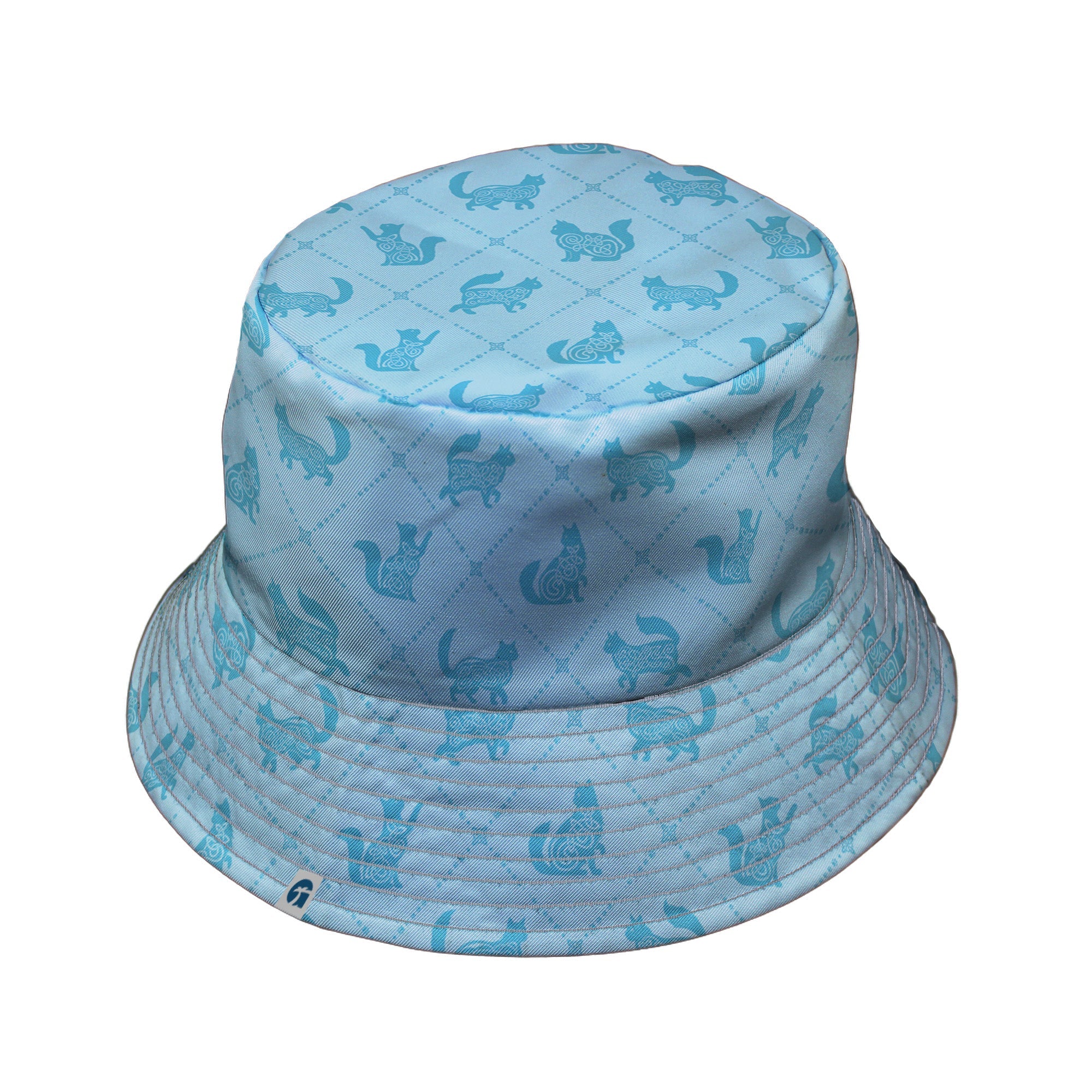 Diamond Lattice Cats Teal Bucket Hat 2