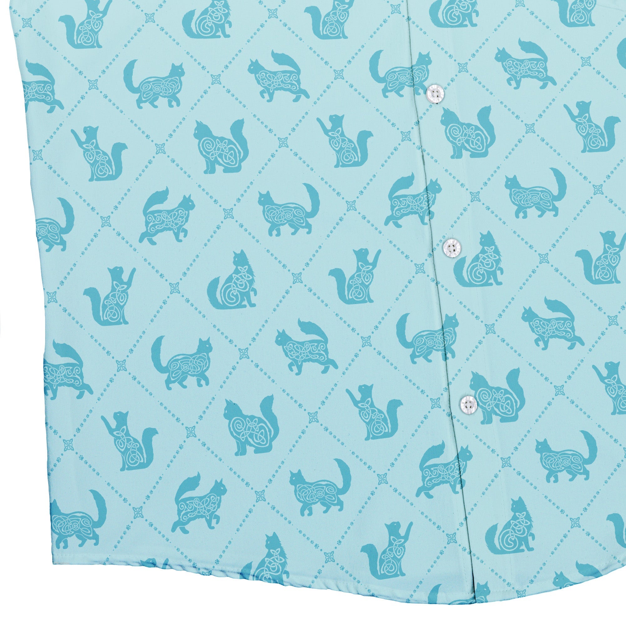 Diamond Lattice Cats Teal Button Up Shirt 2