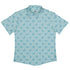 Diamond Lattice Cats Teal Button Up Shirt Flat Front