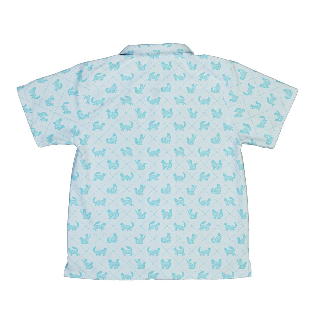 Diamond Lattice Cats Teal Youth Hawaiian Shirt 2