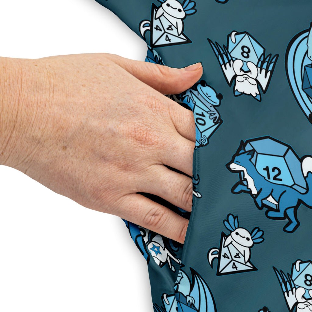 Dice Critters Blue Monochrome Dress Geek Nerd Animal Patterns Designed by Rose Khan dnd & rpg print