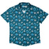 Dice Critters Blue Monochrome Button Up Shirt - adult sizing - Animal Patterns - Designed by Rose Khan