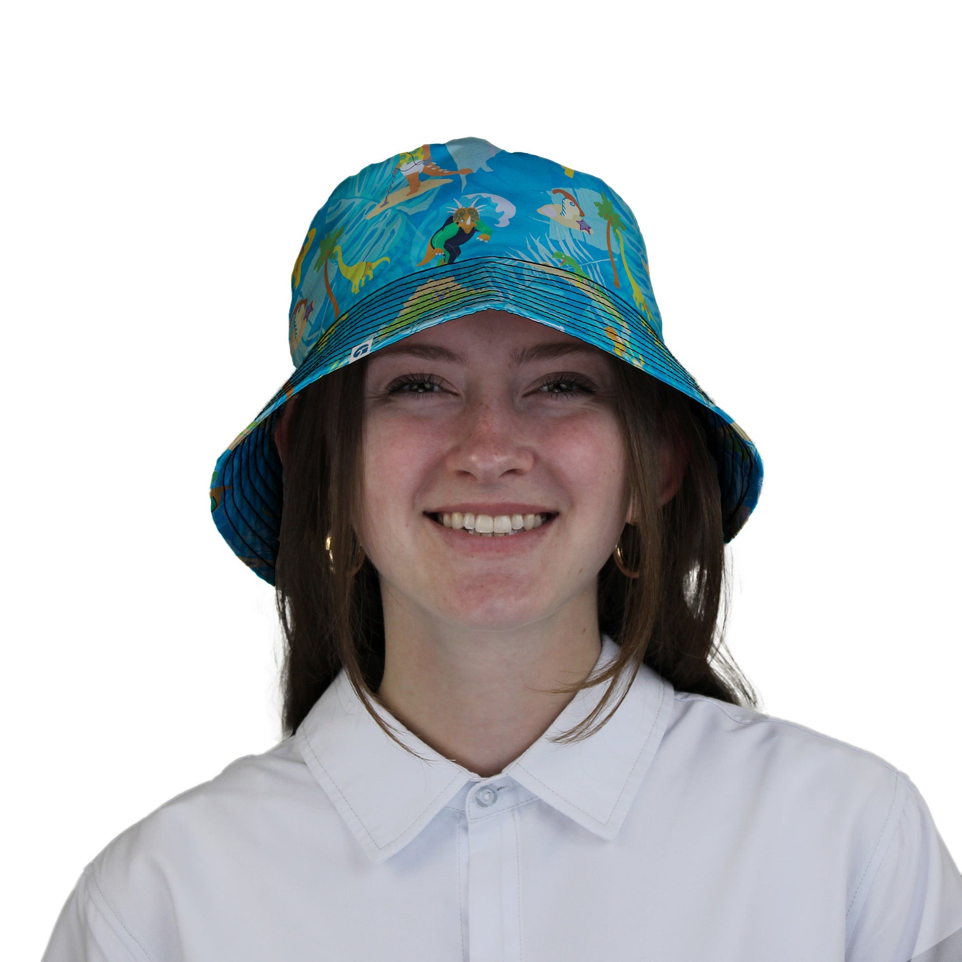 Dino Beach Party Bucket Hat - Designs by Nathan - dinosaur print - lx - B