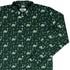 Dino Green Tropics Green Dinosaur Long Sleeve Button Up Shirt Geek Nerd adult sizing dinosaur print FLOW DESC WRITING