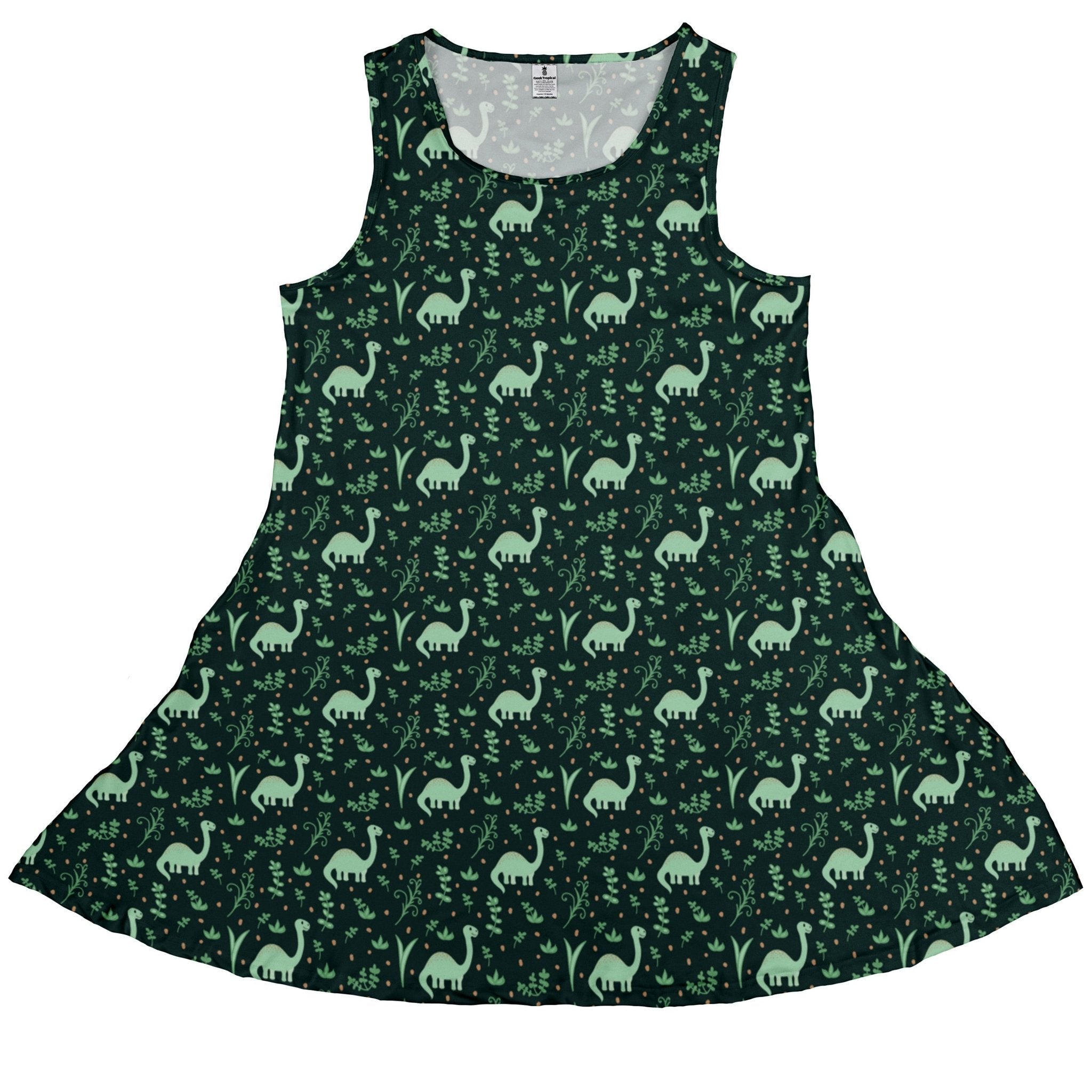 Dino Green Tropics Green Dinosaur Dress Geek Nerd dinosaur print lx - C