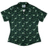 Dino Green Tropics Green Dinosaur Curvy Button Up Shirt Geek Nerd dinosaur print women