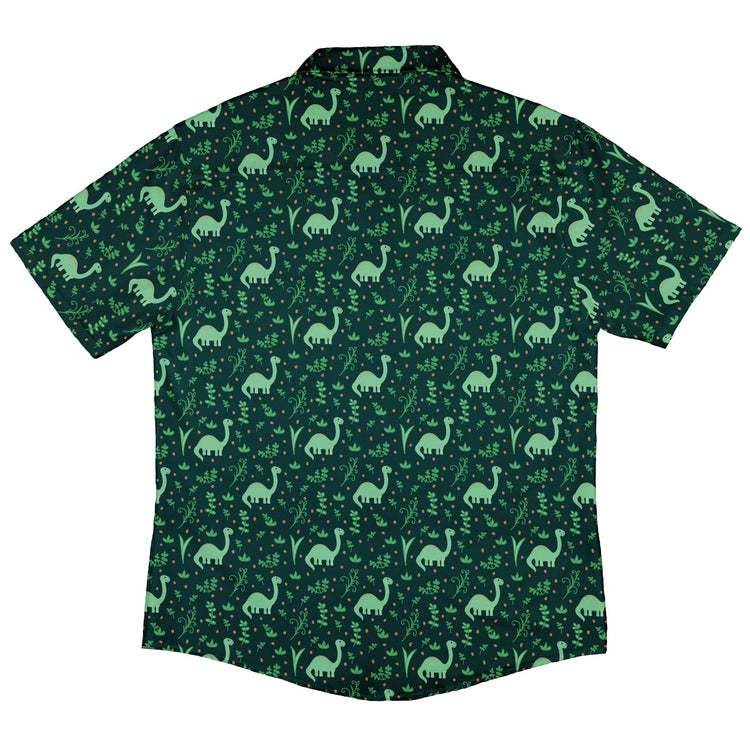 Dino Green Tropics Green Dinosaur Button Up Shirt - adult sizing - dinosaur print -