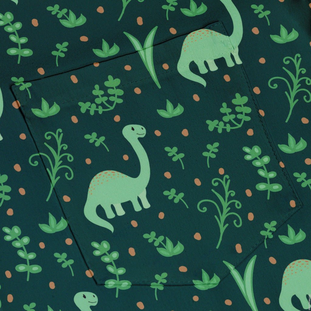 Dino Green Tropics Green Dinosaur Button Up Shirt - adult sizing - dinosaur print -