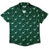 Clearance Ready - to - Ship Dino Green Tropics Green Dinosaur Button Up Shirt Geek Nerd adult sizing Clearance dinosaur print