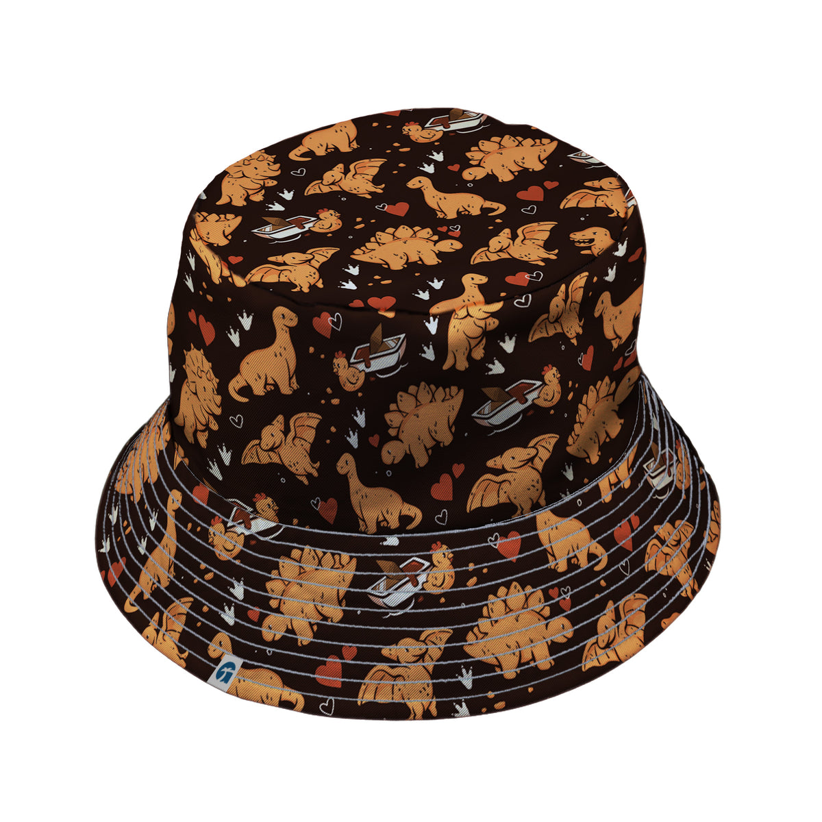 Dino Nuggets Love Bucket Hat Gray Stitching
