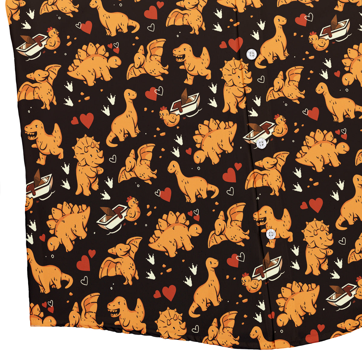 Dino Nuggets Love Button Up Shirt Bottom Corner
