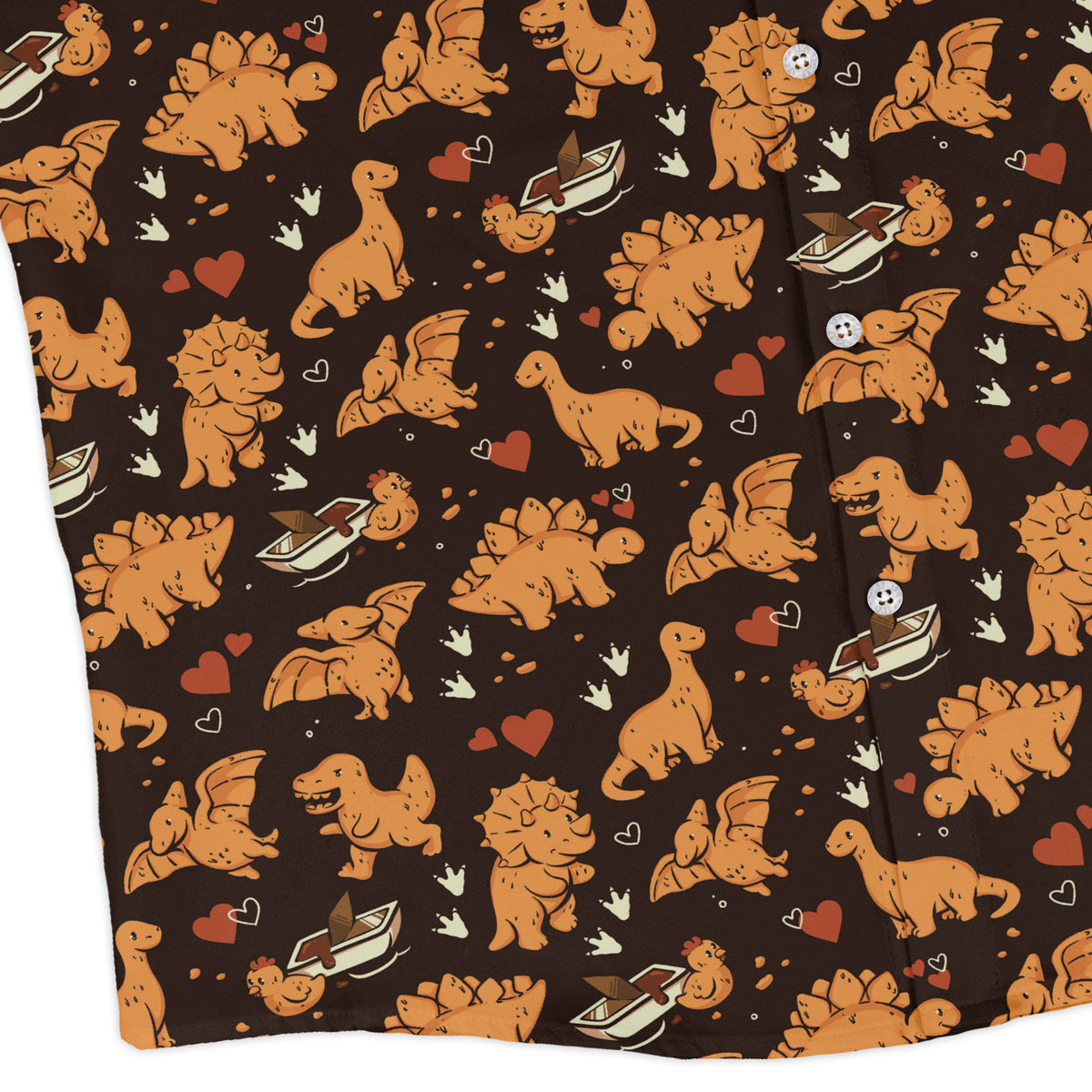 Dino Nuggets Love Long Sleeve Button Up Shirt corner