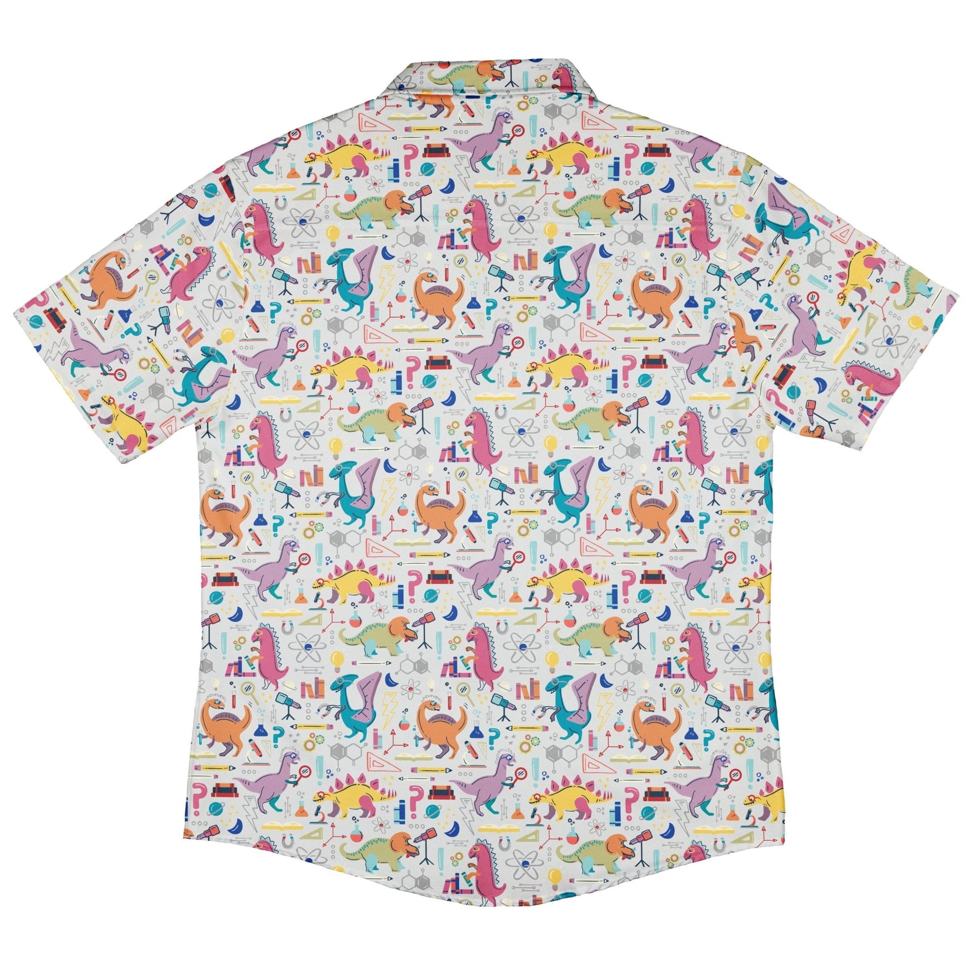 Dino Scientists Button Up Shirt Geek Nerd adult sizing Design by Zirkus Design dinosaur print