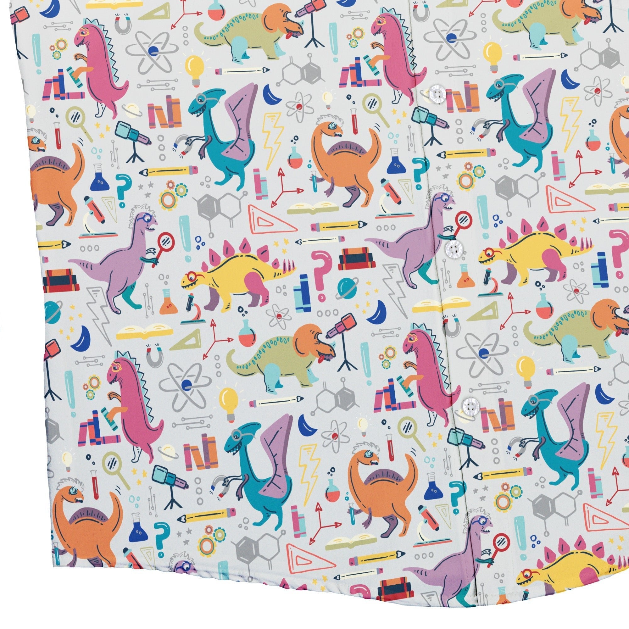 Dino Scientists Button Up Shirt Geek Nerd adult sizing Design by Zirkus Design dinosaur print