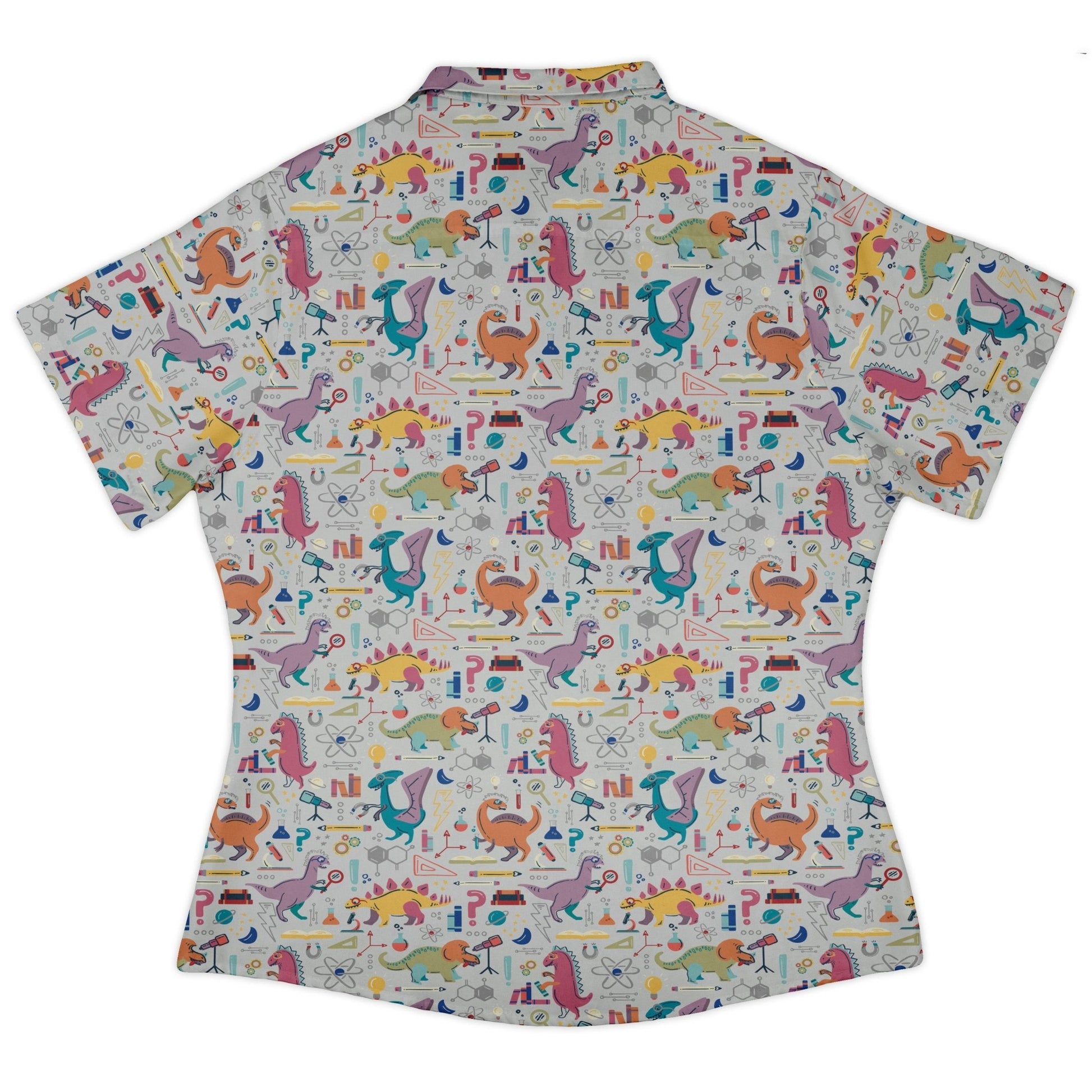 Dino Scientists Curvy Button Up Shirt Geek Nerd Design by Zirkus Design dinosaur print q225