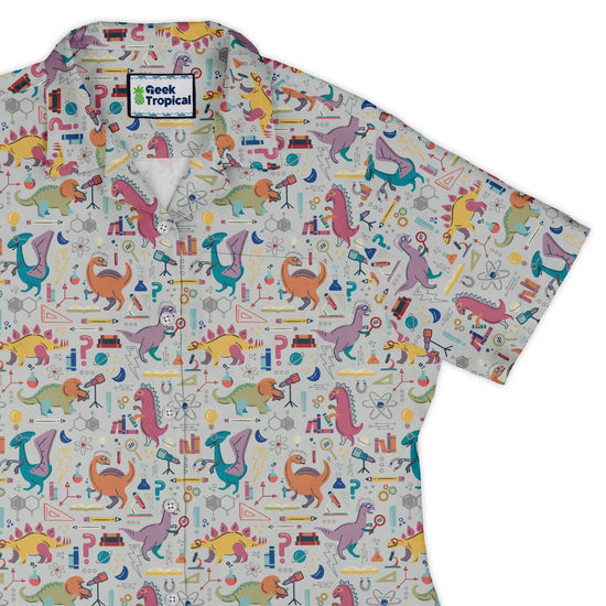 Dino Scientists Curvy Button Up Shirt Geek Nerd Design by Zirkus Design dinosaur print q225
