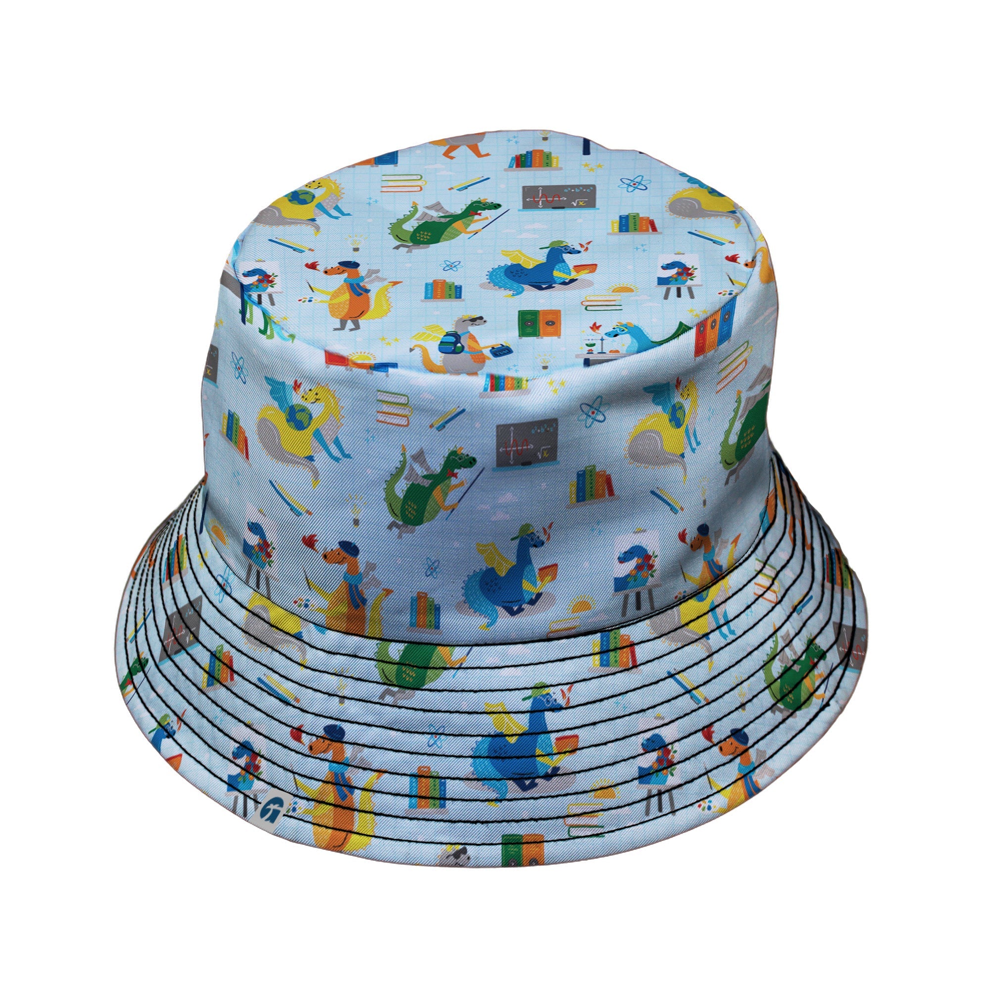 Dino School Bucket Hat Geek Nerd Design by Zirkus Design dinosaur print lx - B