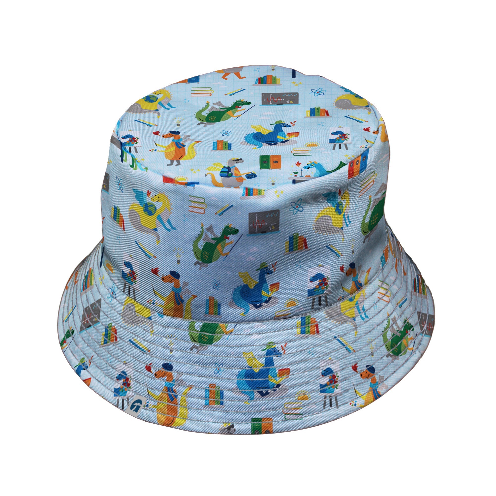 Dino School Bucket Hat Geek Nerd Design by Zirkus Design dinosaur print lx - B