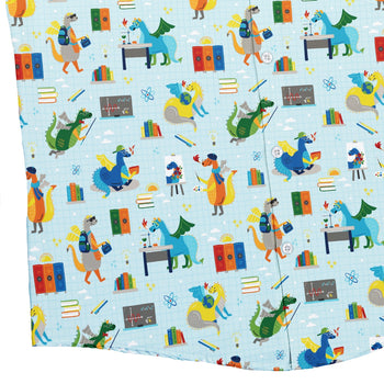 Dino School Button Up Shirt Geek Nerd adult sizing Design by Zirkus Design dinosaur print