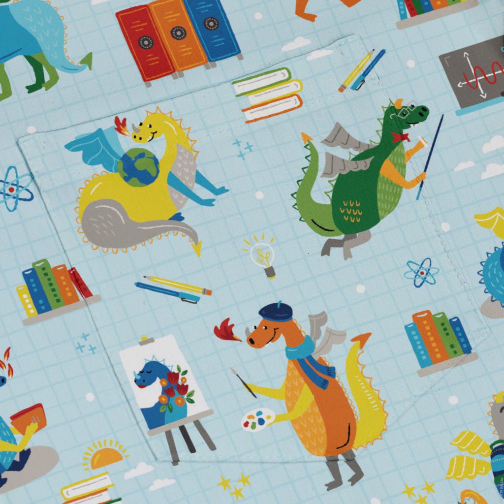 Dino School Button Up Shirt Geek Nerd adult sizing Design by Zirkus Design dinosaur print