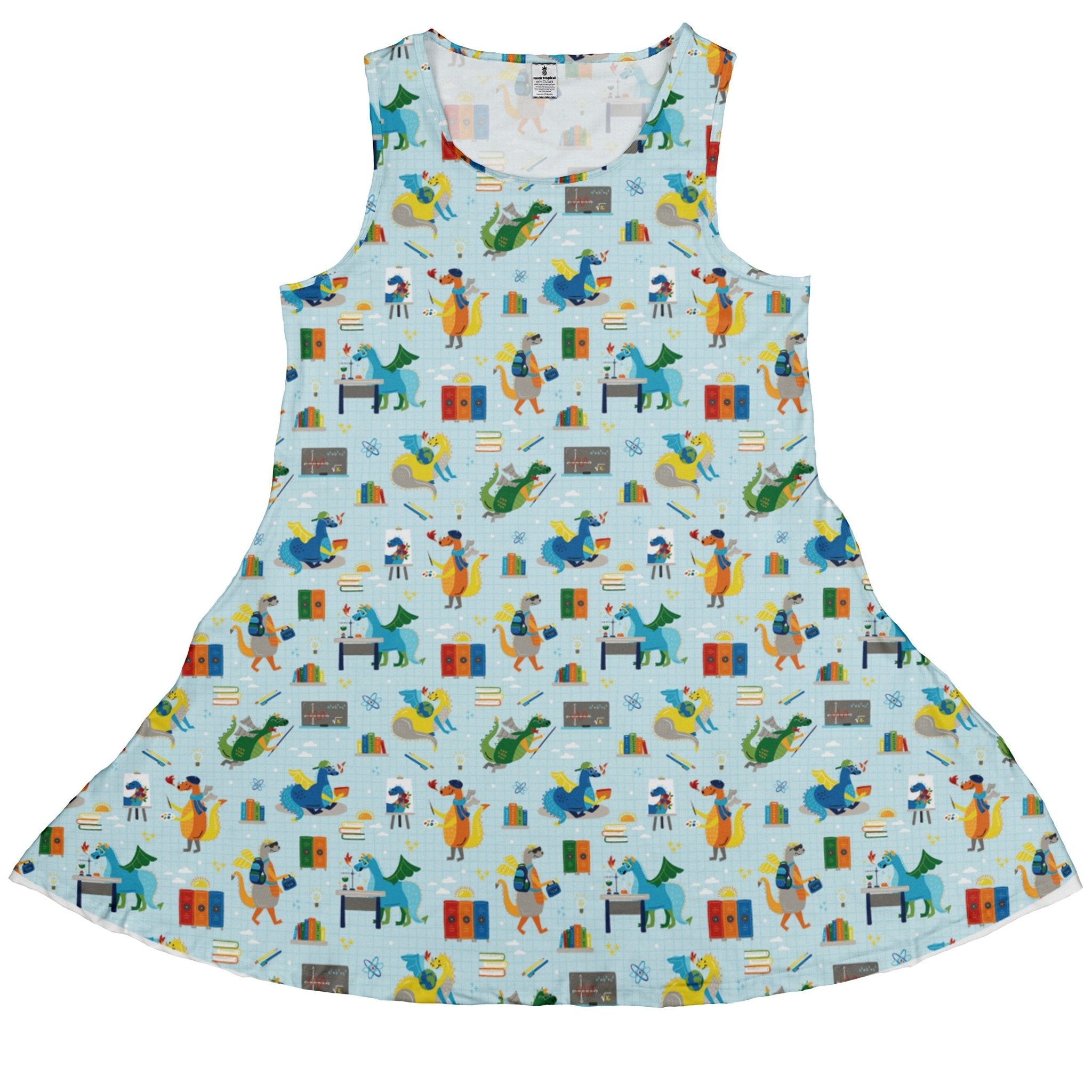 Dino School Dress Geek Nerd Design by Zirkus Design dinosaur print lx - C
