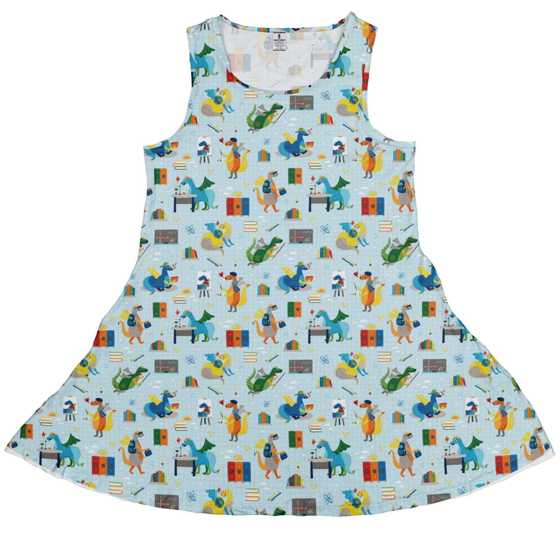 Dino School Dress Geek Nerd Design by Zirkus Design dinosaur print lx - C