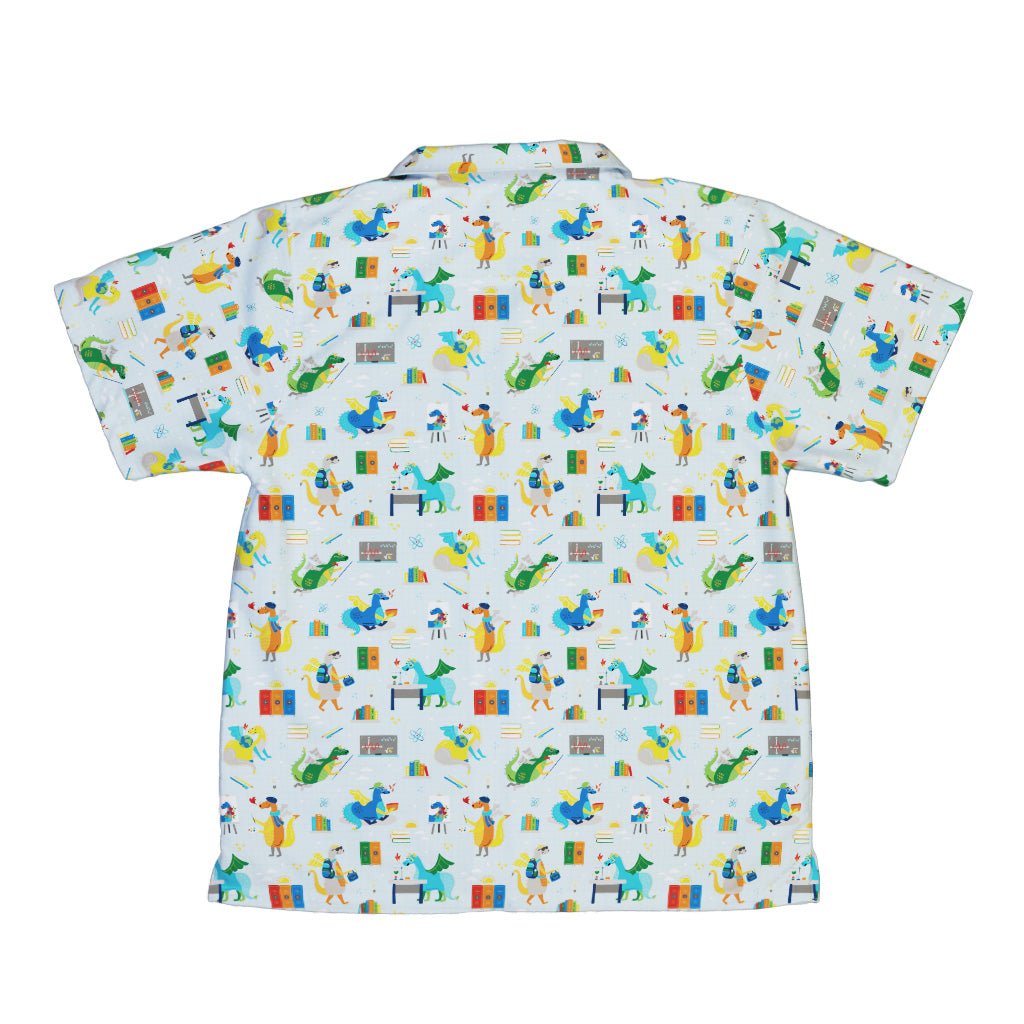 Dino School Youth Hawaiian Shirt Geek Nerd Design by Zirkus Design dinosaur print q225