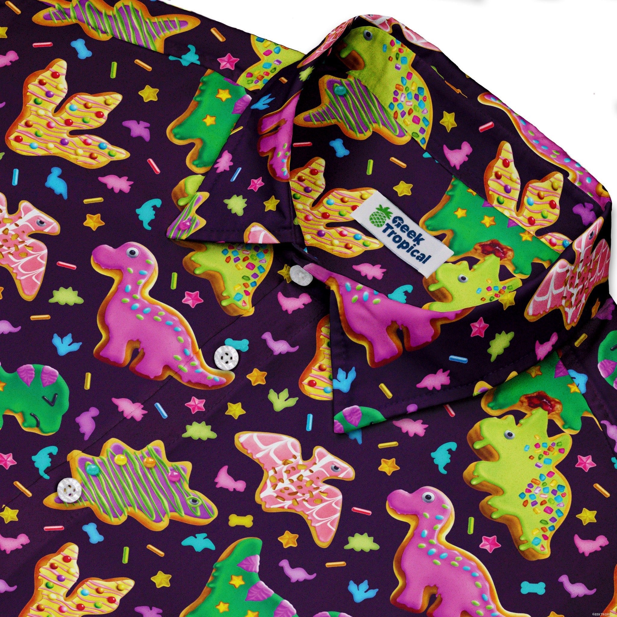 Dinonuts Button Up Shirt - adult sizing - Design By Brigid Ashwood - dinosaur print