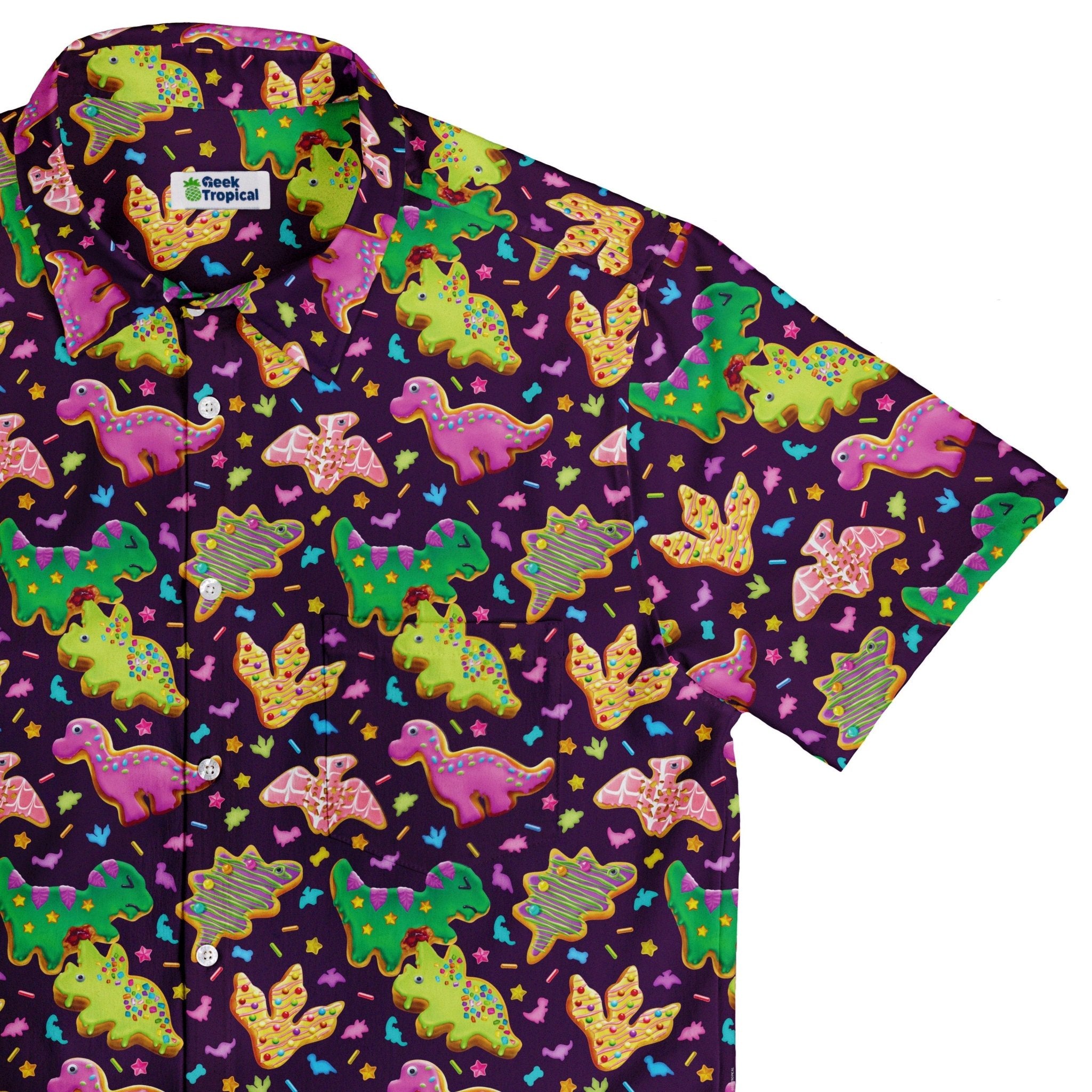 Dinonuts Button Up Shirt - adult sizing - Design By Brigid Ashwood - dinosaur print