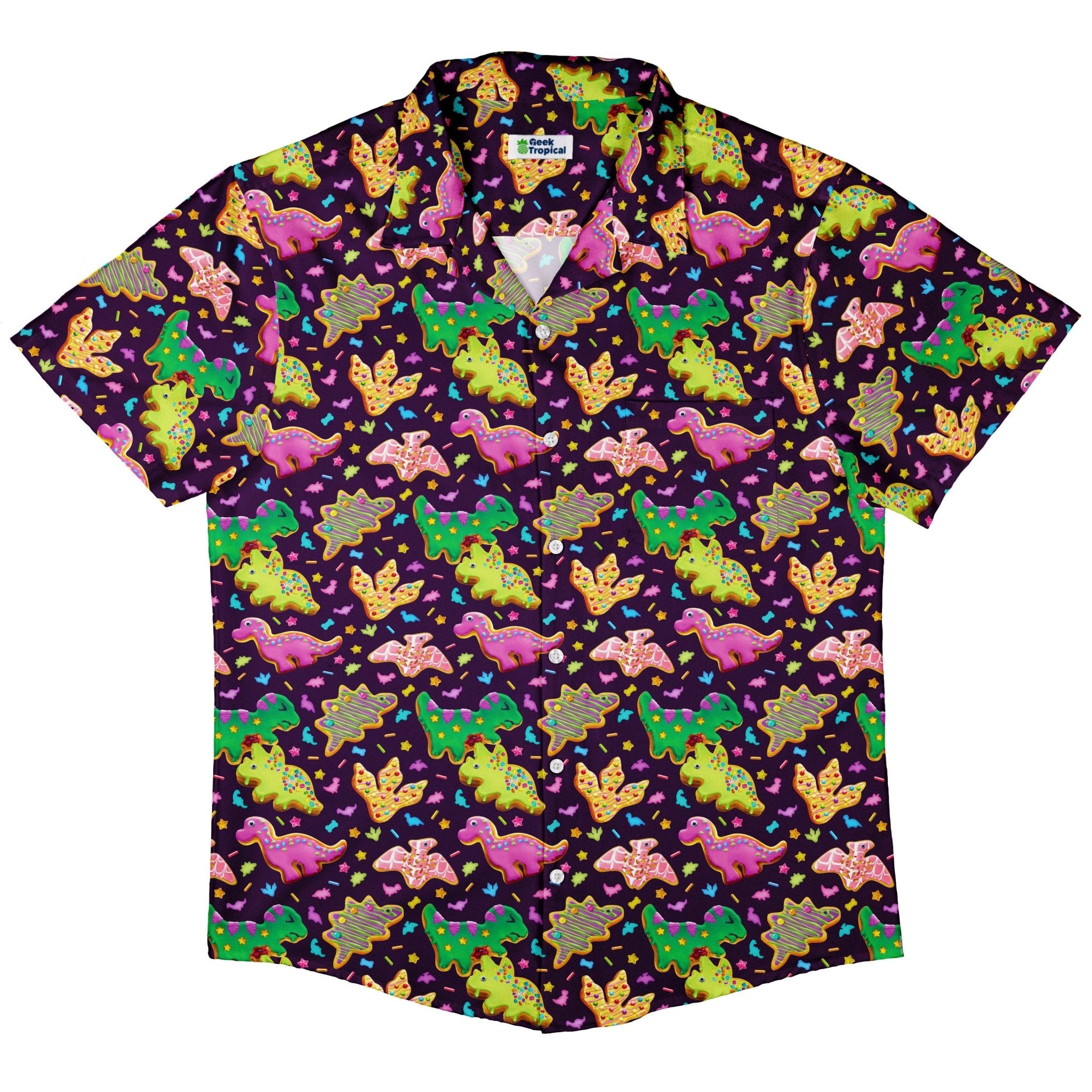 Dinonuts Button Up Shirt - adult sizing - Design By Brigid Ashwood - dinosaur print