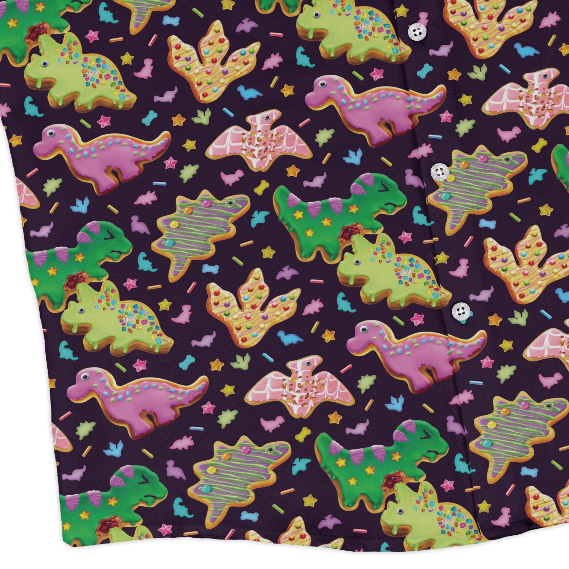 Dinonuts Long Sleeve Button Up Shirt Geek Nerd adult sizing Design By Brigid Ashwood dinosaur print