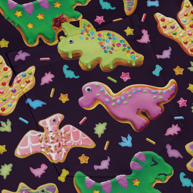 Dinonuts Long Sleeve Button Up Shirt Geek Nerd adult sizing Design By Brigid Ashwood dinosaur print