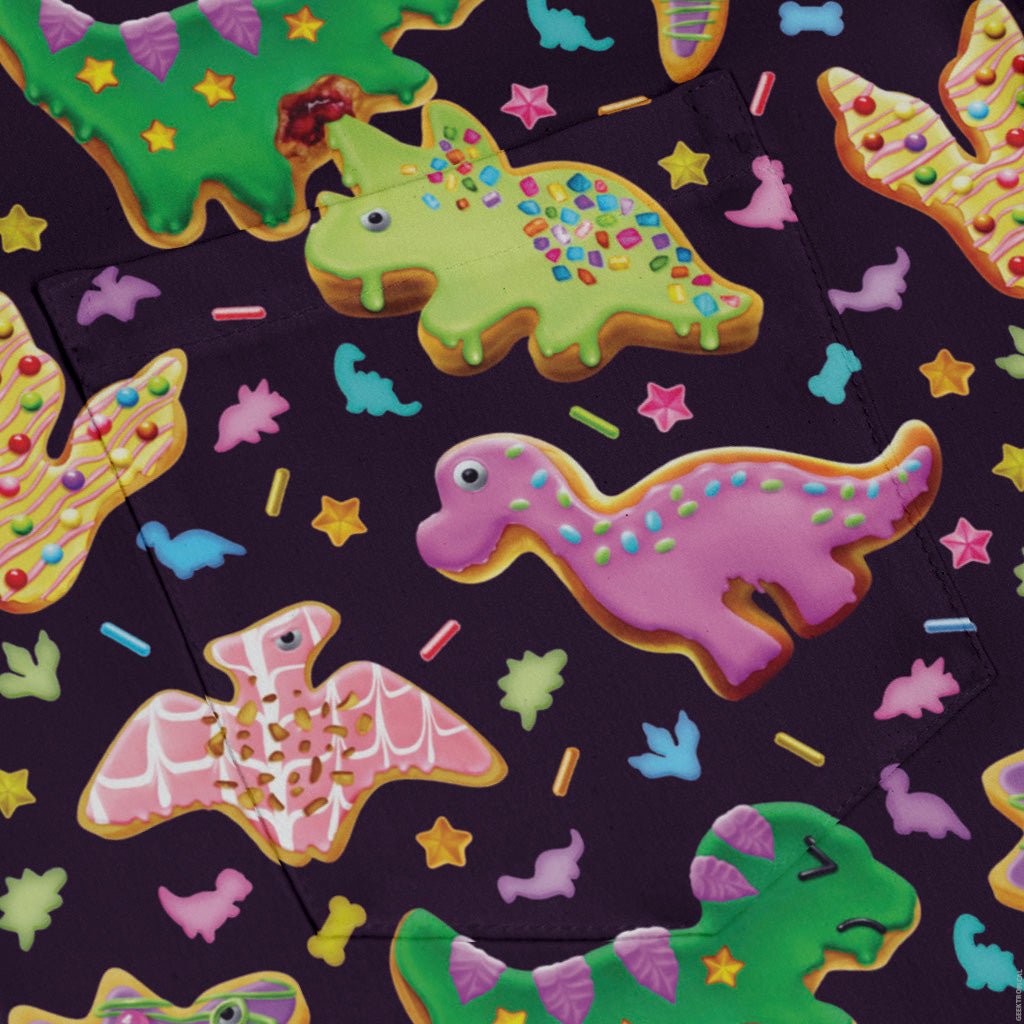 Dinonuts Long Sleeve Button Up Shirt Geek Nerd adult sizing Design By Brigid Ashwood dinosaur print
