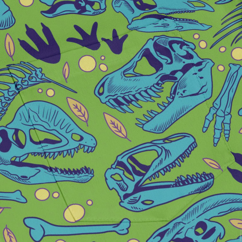 Dinosaur Bone Digs Long Sleeve Button Up Shirt Geek Nerd adult sizing Design by Julie Kitzes dinosaur print